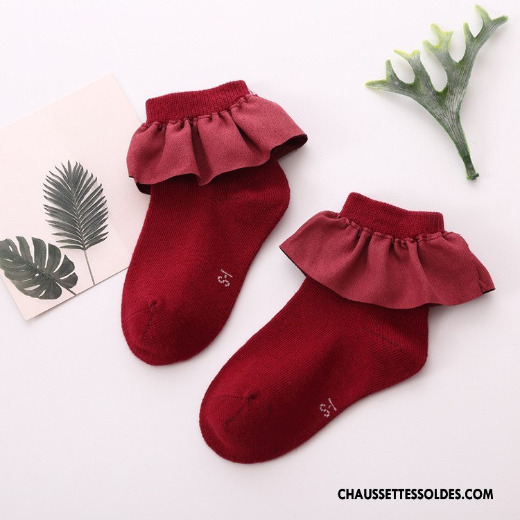 Chaussettes Courtes Fille Dentelle L'automne Rétro Beige Flanelle Femme Blanc