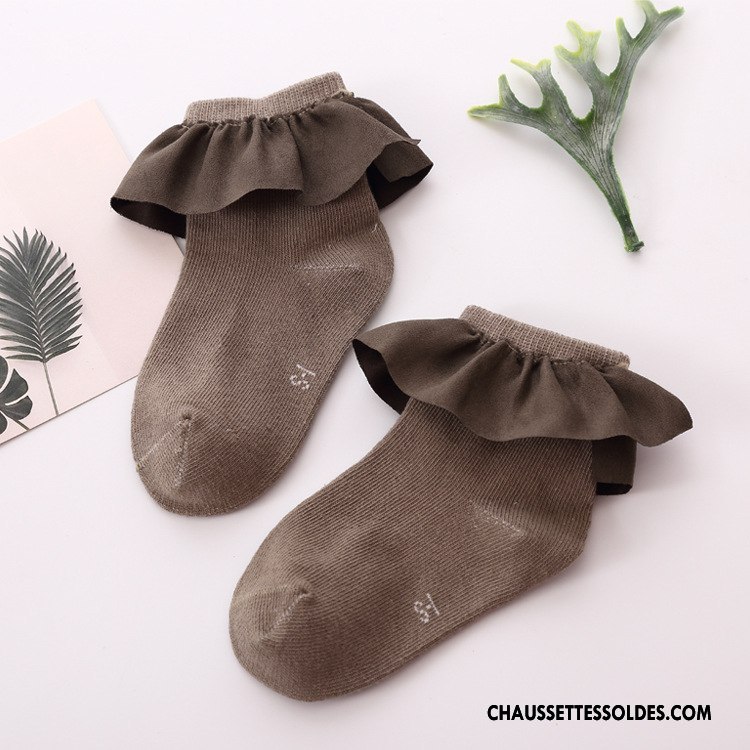Chaussettes Courtes Fille Dentelle L'automne Rétro Beige Flanelle Femme Blanc