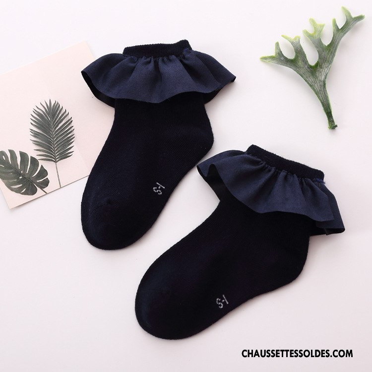 Chaussettes Courtes Fille Dentelle L'automne Rétro Beige Flanelle Femme Blanc