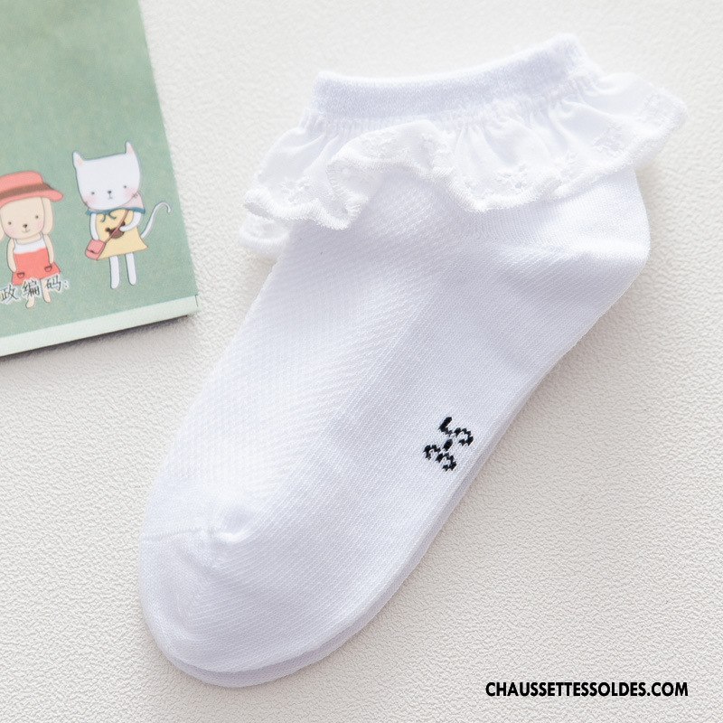 Chaussettes Courtes Fille Dentelle Légère Nouveau Été 100% Coton Princesse Rose