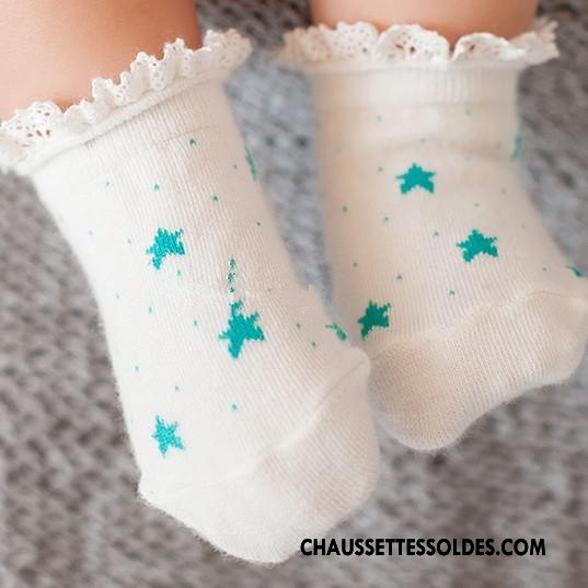 Chaussettes Courtes Fille Dentelle Étoile Bébé Printemps Chaussette Basse Coupée Enfant Blanc