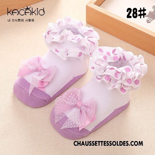 Chaussettes Courtes Fille Dessin Animé Printemps Enfant Papillon L'automne Dentelle Rose