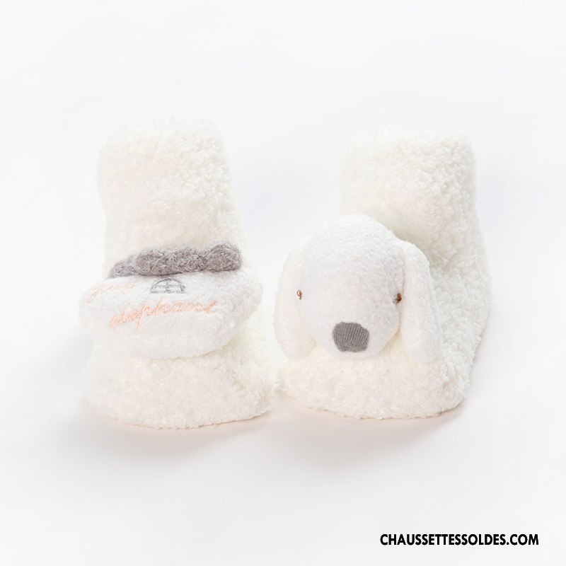 Chaussettes Courtes Fille Dessin Animé Renforcé Antidérapant Nouveau Bébé Hiver Blanc