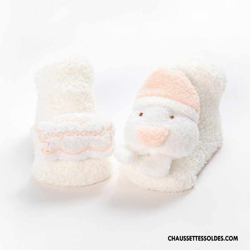 Chaussettes Courtes Fille Dessin Animé Renforcé Antidérapant Nouveau Bébé Hiver Blanc
