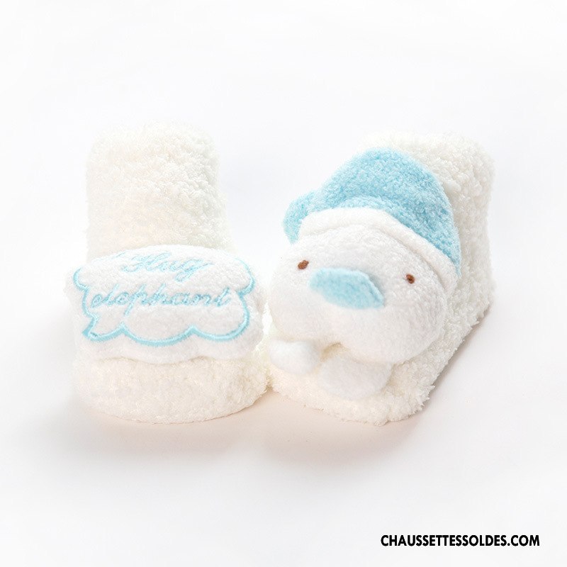 Chaussettes Courtes Fille Dessin Animé Renforcé Antidérapant Nouveau Bébé Hiver Blanc