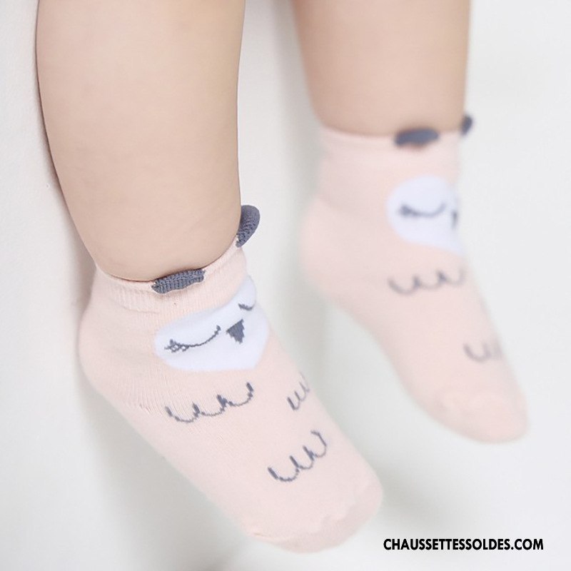 Chaussettes Courtes Fille Dimensionnel Coton Bio Antidérapant Bébé Enfant Dessin Animé Gris