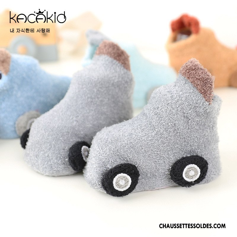 Chaussettes Courtes Fille Doux Bébé Antidérapant Charmant Petit Renforcé Bleu