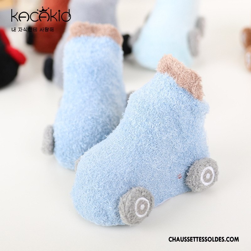Chaussettes Courtes Fille Doux Bébé Antidérapant Charmant Petit Renforcé Bleu