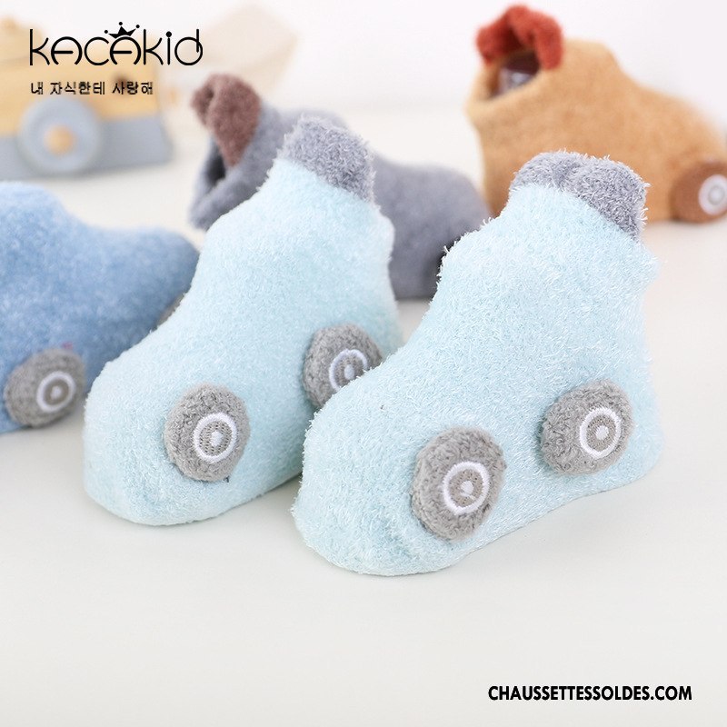 Chaussettes Courtes Fille Doux Bébé Antidérapant Charmant Petit Renforcé Bleu