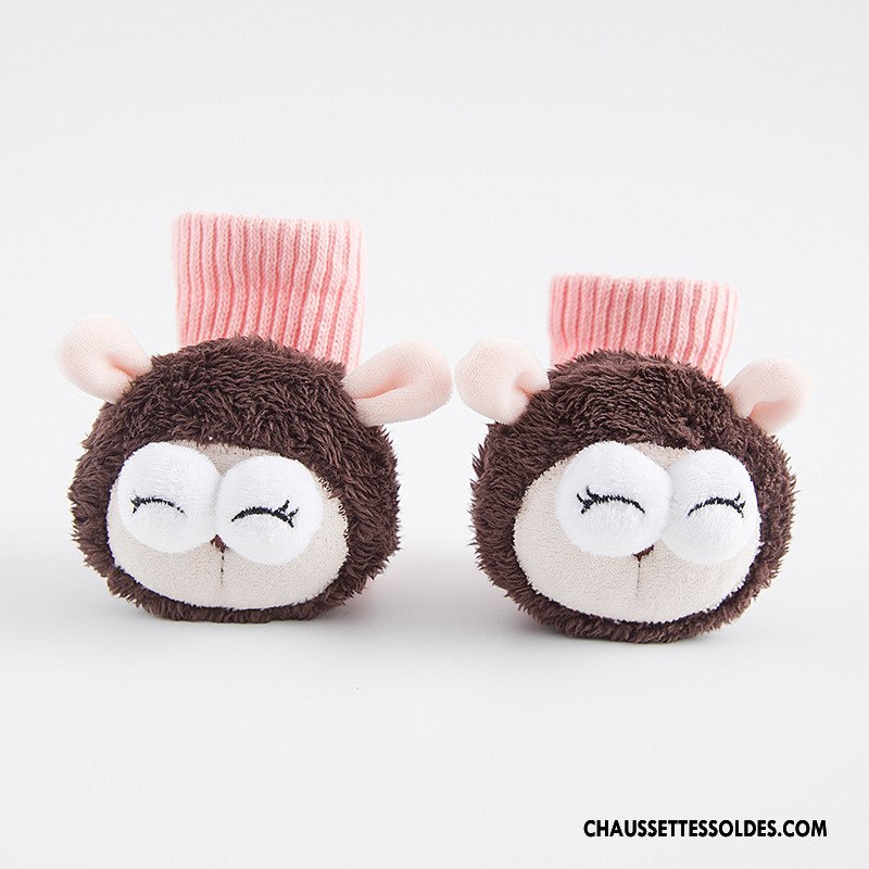 Chaussettes Courtes Fille Enfant Peluche Matelassé Créatif Charmant Gros Rouge