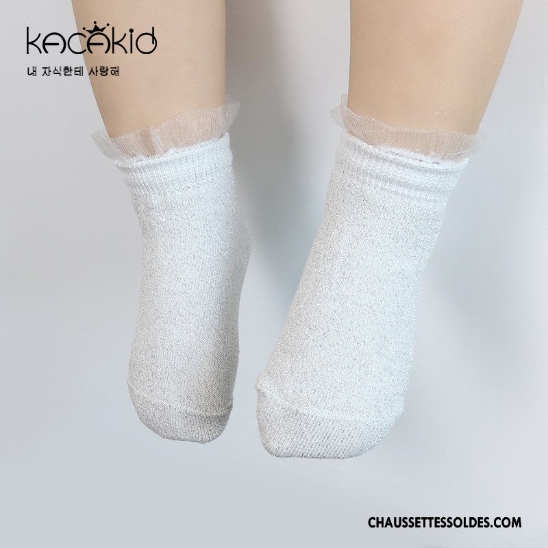 Chaussettes Courtes Fille Enfant Printemps Dentelle Femme Yarn Net Été Or Argent Gris