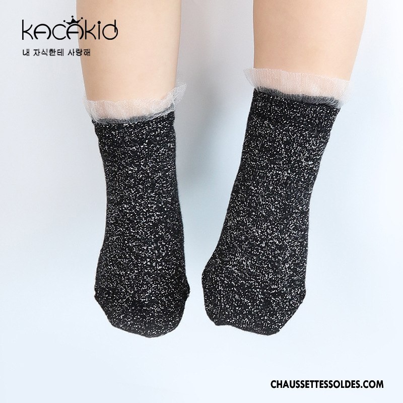 Chaussettes Courtes Fille Enfant Printemps Dentelle Femme Yarn Net Été Or Argent Gris