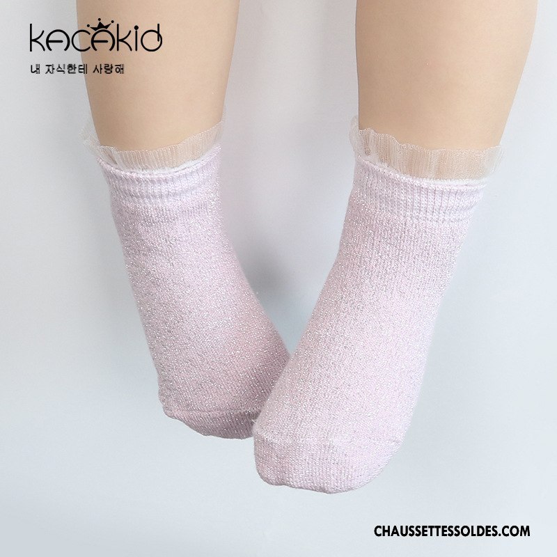 Chaussettes Courtes Fille Enfant Printemps Dentelle Femme Yarn Net Été Or Argent Gris