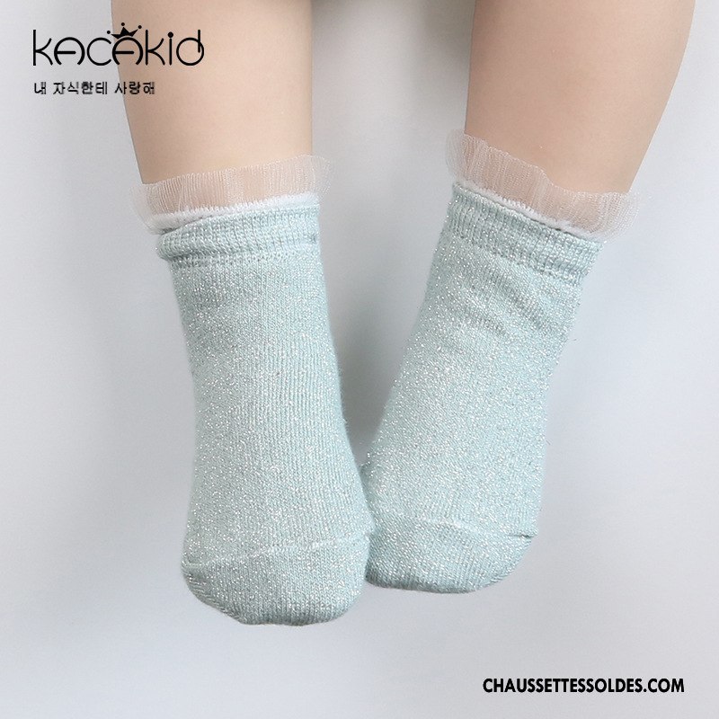 Chaussettes Courtes Fille Enfant Printemps Dentelle Femme Yarn Net Été Or Argent Gris