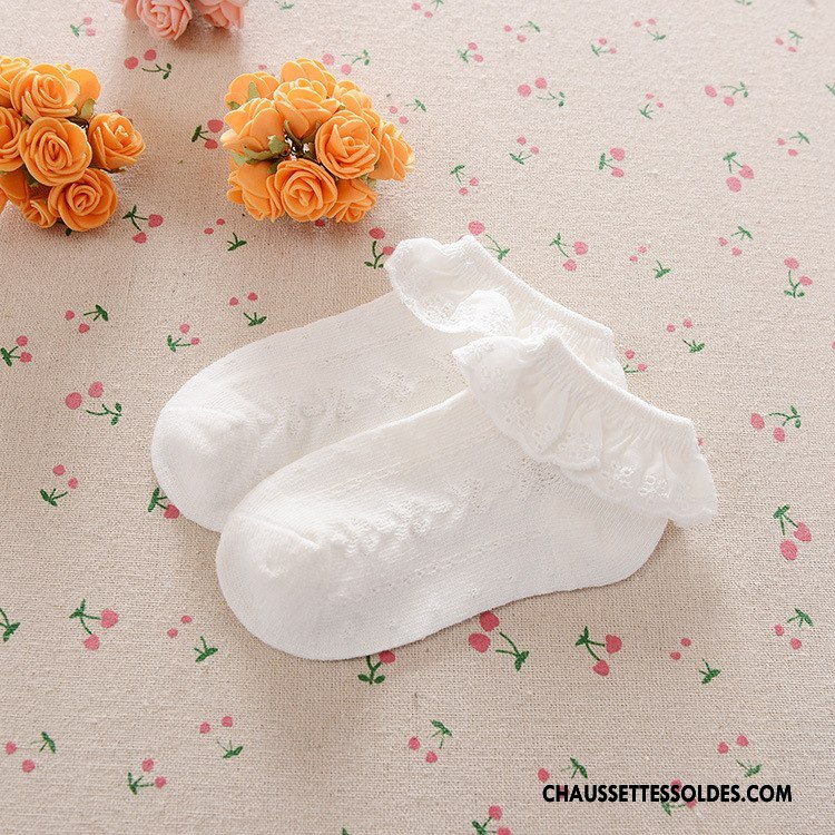 Chaussettes Courtes Fille Engrener Chaussettes En Coton Printemps Dentelle Mince Été Violet