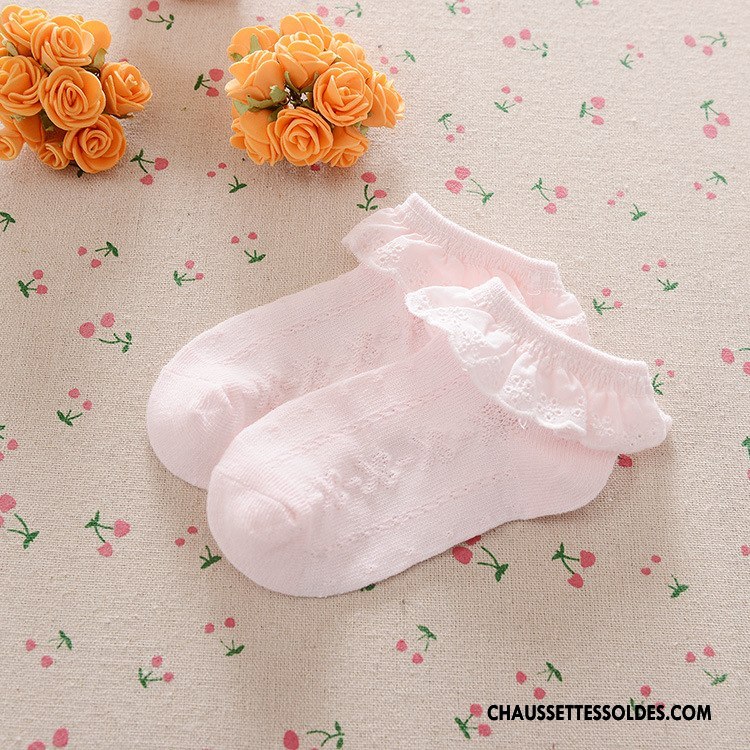 Chaussettes Courtes Fille Engrener Chaussettes En Coton Printemps Dentelle Mince Été Violet
