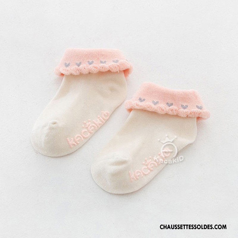 Chaussettes Courtes Fille Femme Bébé Enfant Dessin Animé Antidérapant Dentelle Rose