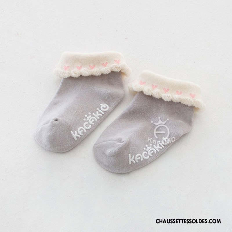 Chaussettes Courtes Fille Femme Bébé Enfant Dessin Animé Antidérapant Dentelle Rose