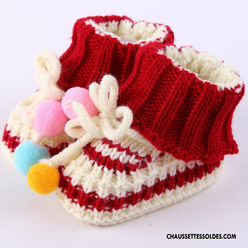 Chaussettes Courtes Fille L'automne Dentelle Tissage Amour Bébé Printemps Bordeaux