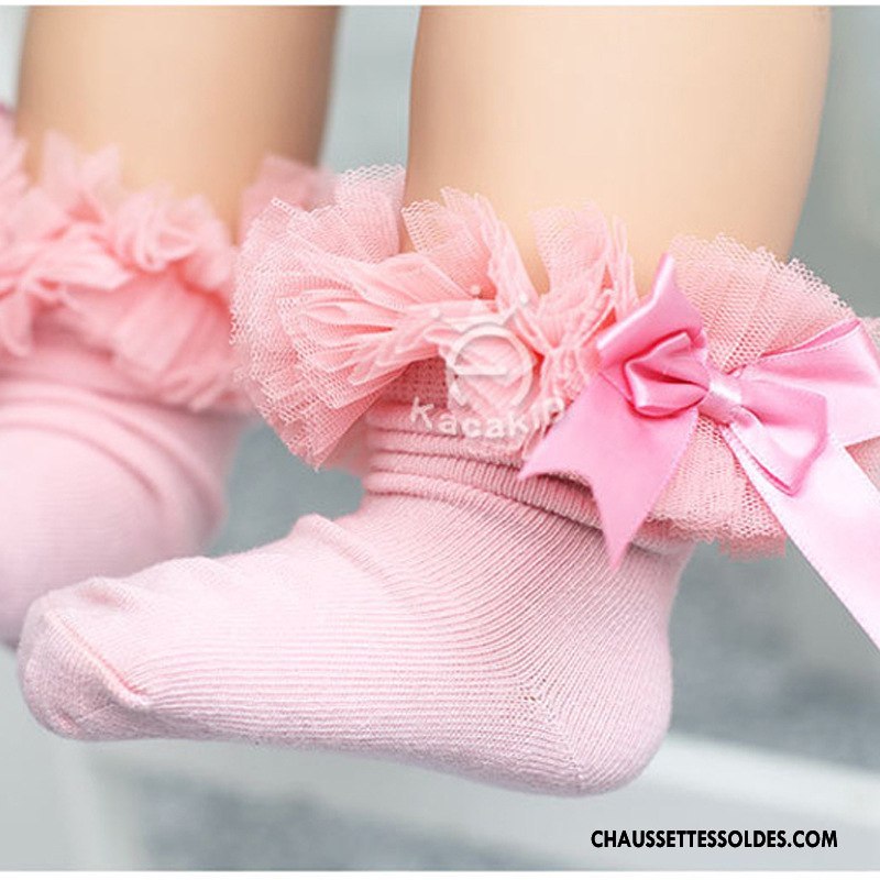 Chaussettes Courtes Fille L'automne Princesse Dentelle Enfant Bébé Chaussettes En Coton Rouge