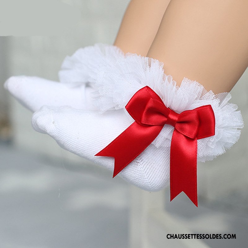 Chaussettes Courtes Fille L'automne Princesse Dentelle Enfant Bébé Chaussettes En Coton Rouge