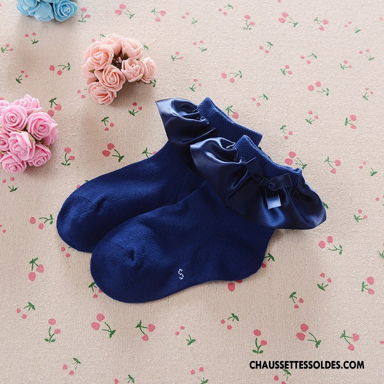 Chaussettes Courtes Fille Le Nouveau Printemps Femme Milieu Enfant Petit Bleu Marin