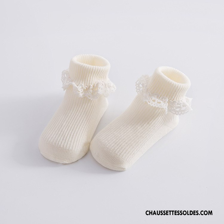 Chaussettes Courtes Fille Orange Bouche Libre Dentelle Matelassé Antidérapant Le Nouveau