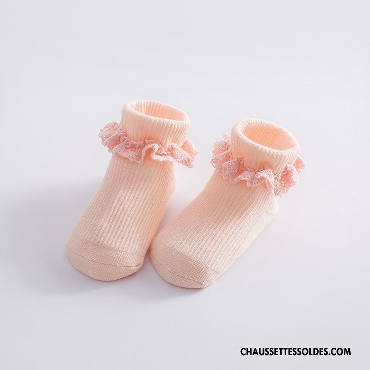 Chaussettes Courtes Fille Orange Bouche Libre Dentelle Matelassé Antidérapant Le Nouveau