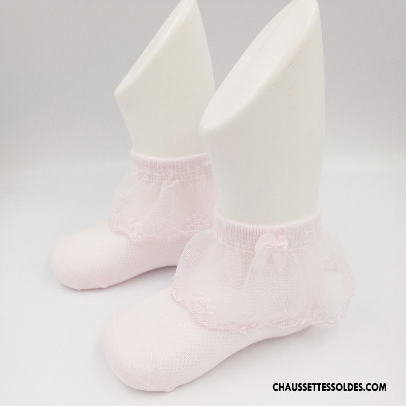 Chaussettes Courtes Fille Printemps Enfant Été Chaussette Courte Cuisse Fishnet Dentelle Rose
