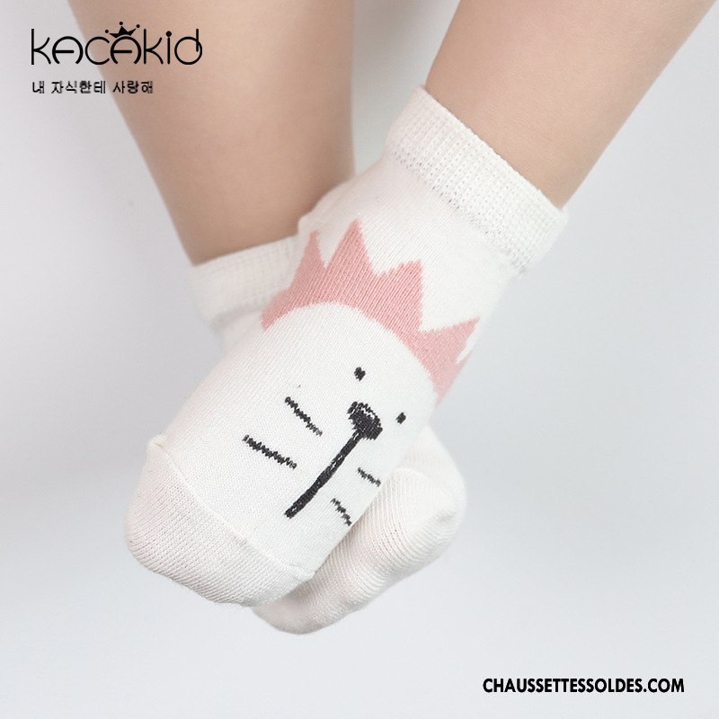 Chaussettes Courtes Fille Printemps L'automne Matelassé Dessin Animé Chaussette Courte Enfant Blanc Rose