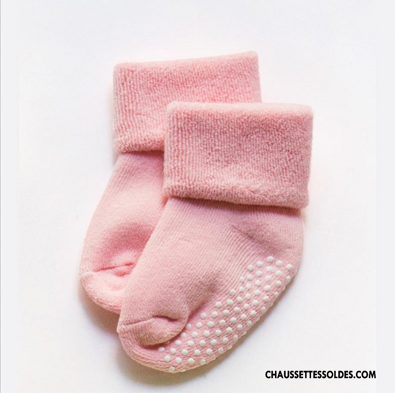 Chaussettes Courtes Fille Renforcé Antidérapant Bébé Hiver Bouche Libre L'automne Jaune