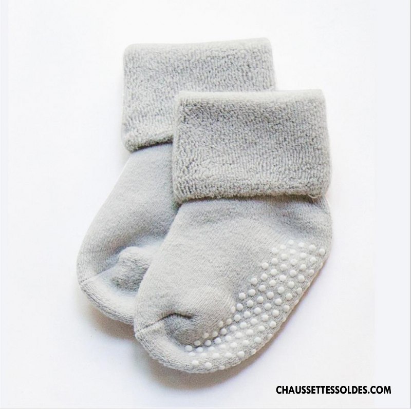 Chaussettes Courtes Fille Renforcé Antidérapant Bébé Hiver Bouche Libre L'automne Jaune