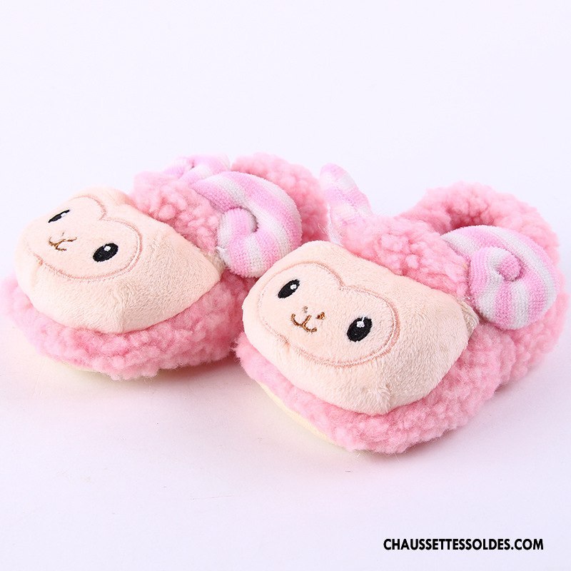Chaussettes Courtes Fille Semelle Doux Bébé Antidérapant Thermiques Enfant Nouveau Rose