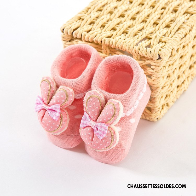 Chaussettes Courtes Fille Style Chaud Dessin Animé Bébé Dimensionnel Antidérapant Blanc