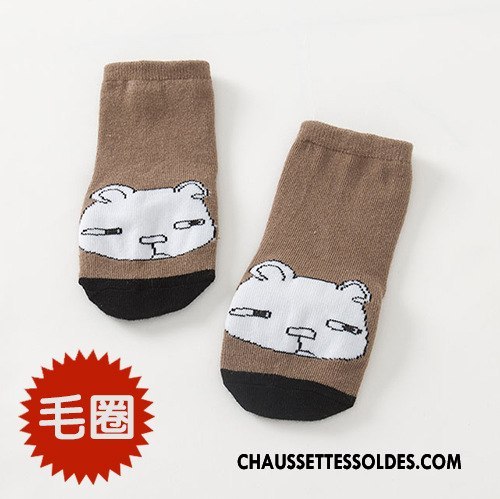 Chaussettes Courtes Fille Terry Enfant 100% Coton Dessin Animé Le Nouveau Antidérapant Vert