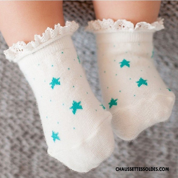 Chaussettes Courtes Fille Terry Légère Coton Bio Dentelle Le Nouveau L'automne Bleu
