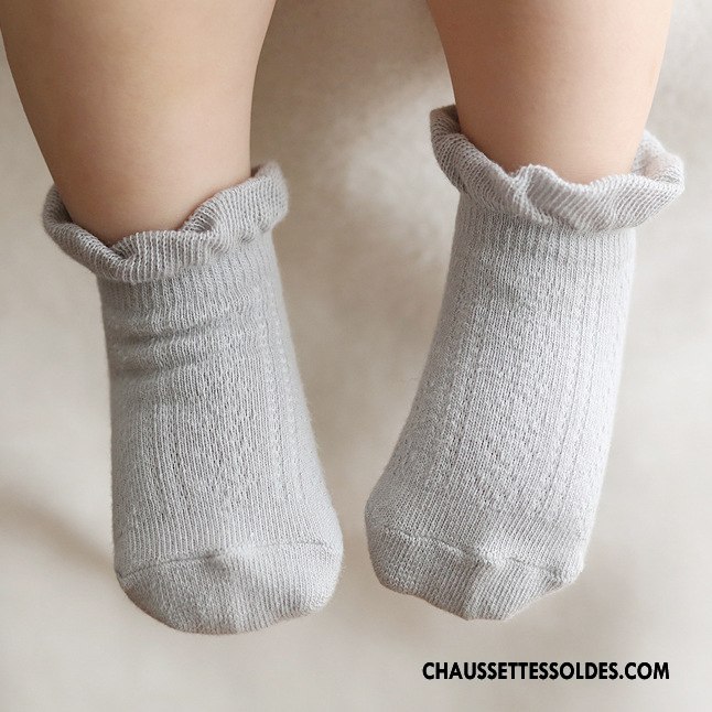 Chaussettes Courtes Garçon Bébé Chaussette Basse Coupée Antidérapant Dentelle Bouche Libre Coton Bio Blanc