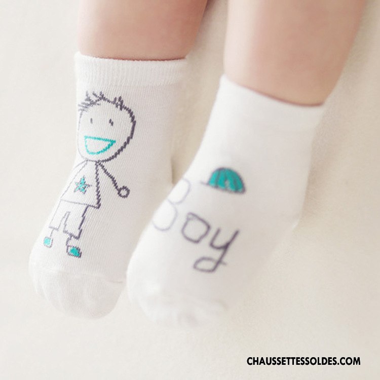 Chaussettes Courtes Garçon Bébé Chaussette Basse Coupée Antidérapant Dentelle Bouche Libre Coton Bio Blanc