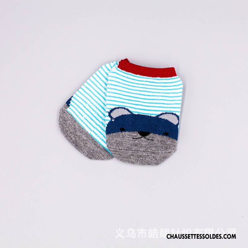 Chaussettes Courtes Garçon Bébé Dessin Animé Chaussette Courte Coton Bio Antidérapant Chaussette Basse Coupée Gris