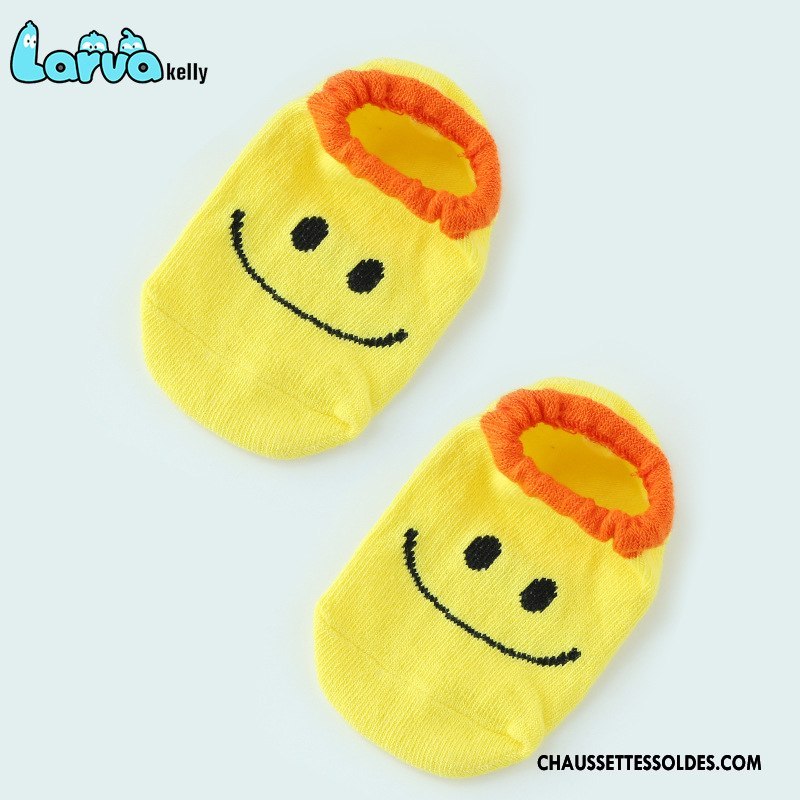 Chaussettes Courtes Garçon Bébé Dessin Animé Chaussette Courte Coton Bio Antidérapant Chaussette Basse Coupée Gris