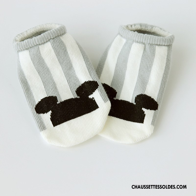 Chaussettes Courtes Garçon Bébé Dessin Animé Chaussette Courte Coton Bio Antidérapant Chaussette Basse Coupée Gris