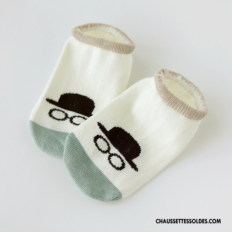 Chaussettes Courtes Garçon Bébé Dessin Animé Chaussette Courte Coton Bio Antidérapant Chaussette Basse Coupée Gris