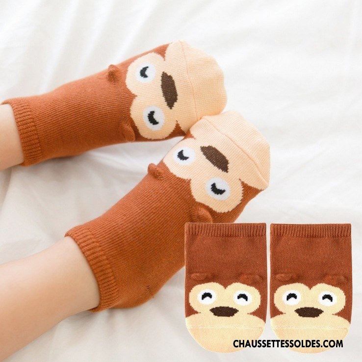Chaussettes Courtes Garçon Bébé Dessin Animé Chaussette Courte Coton Bio Antidérapant Chaussette Basse Coupée Gris