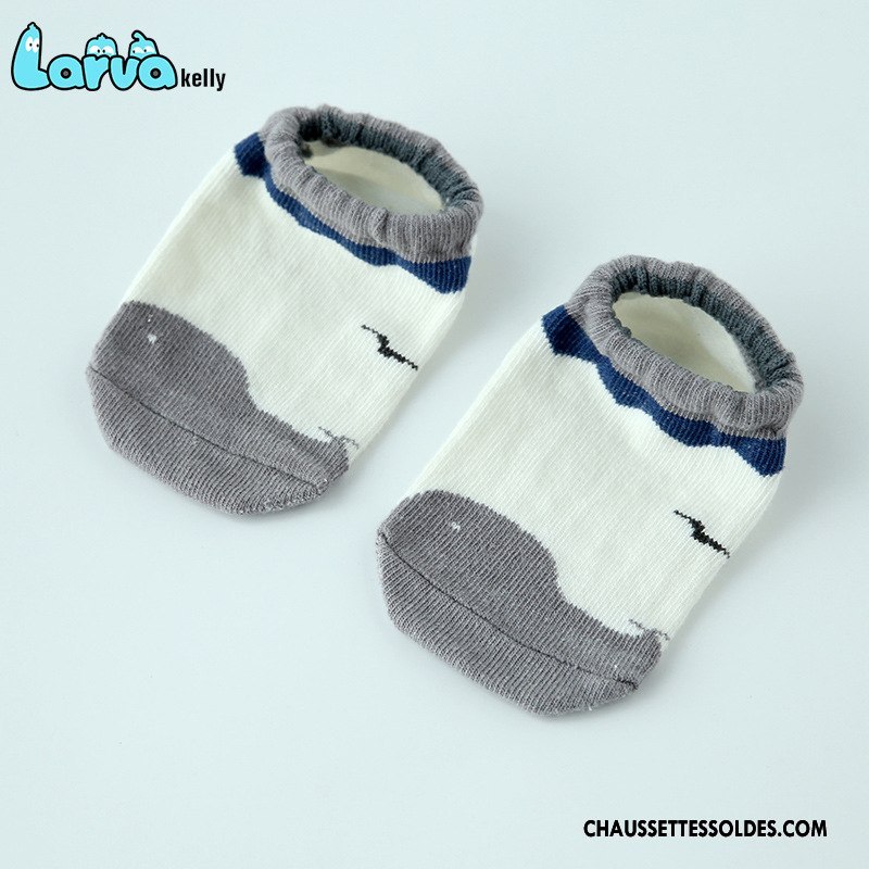 Chaussettes Courtes Garçon Bébé Dessin Animé Chaussette Courte Coton Bio Antidérapant Chaussette Basse Coupée Gris