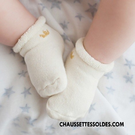Chaussettes Courtes Garçon Bébé Terry Chaussette Courte Beige Renforcé Dimensionnel Blanc