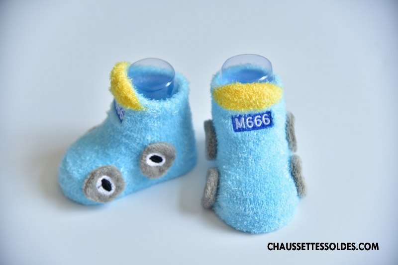 Chaussettes Courtes Garçon Bébé Yarn Antidérapant Dessin Animé Plume Le Nouveau Bleu