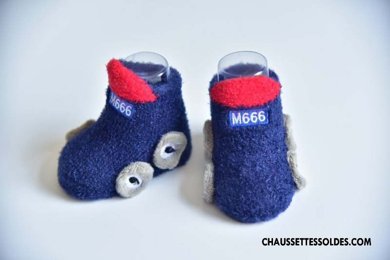 Chaussettes Courtes Garçon Bébé Yarn Antidérapant Dessin Animé Plume Le Nouveau Bleu
