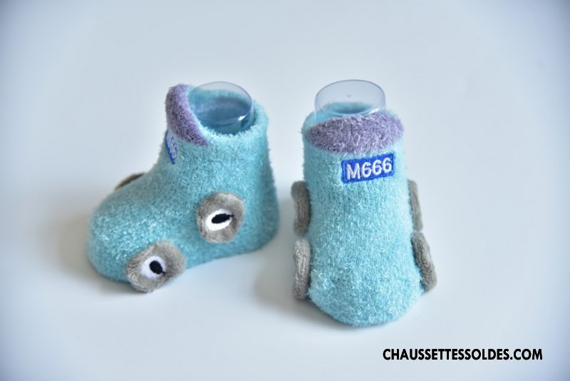 Chaussettes Courtes Garçon Bébé Yarn Antidérapant Dessin Animé Plume Le Nouveau Bleu
