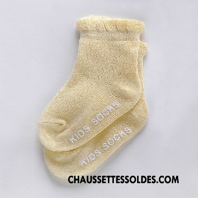 Chaussettes Courtes Garçon Charmant Bébé Antidérapant Dentelle Femme Légère Jaune