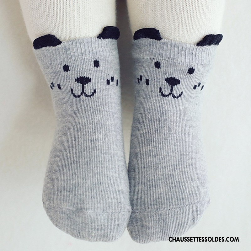 Chaussettes Courtes Garçon Coton Bio Antidérapant Bébé Enfant Chaussette Courte Dimensionnel Gris